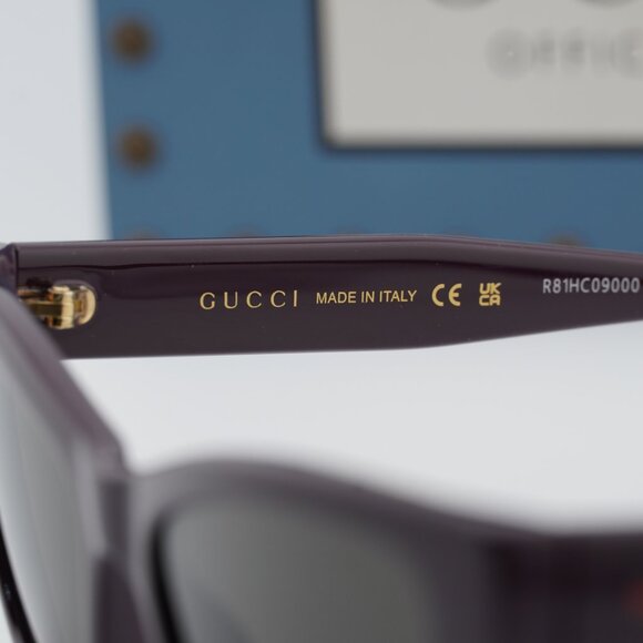 Gucci GG1982S 003 Cat Eye Sunglasses - Shiny Dark Purple\\Solid Smoke main image 10